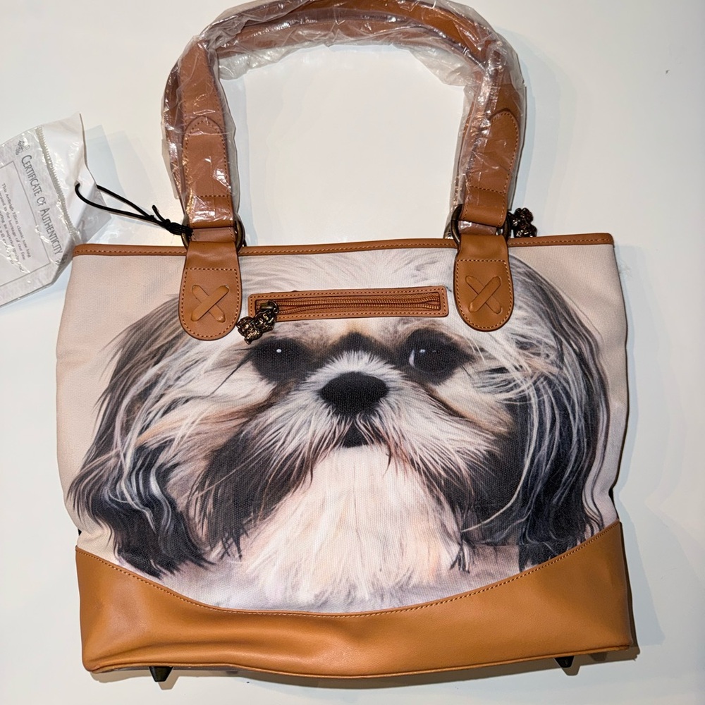 NWT Ardleigh Elliott FAITHFUL FRIEND Tote Bag with Shih Tzu Face